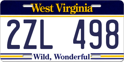 WV license plate 2ZL498