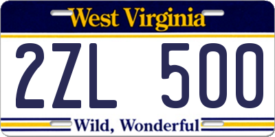 WV license plate 2ZL500