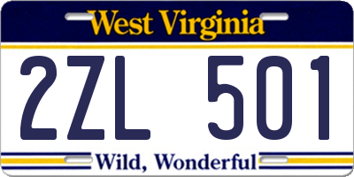 WV license plate 2ZL501