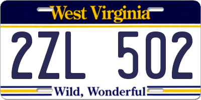 WV license plate 2ZL502