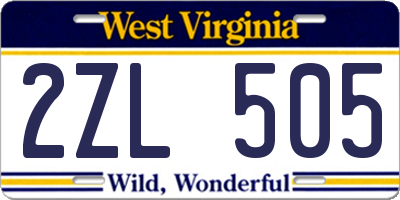 WV license plate 2ZL505