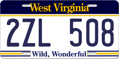 WV license plate 2ZL508