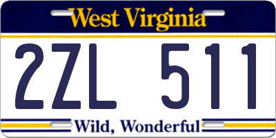 WV license plate 2ZL511
