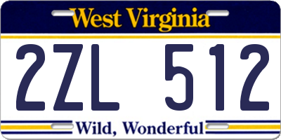 WV license plate 2ZL512