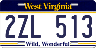 WV license plate 2ZL513