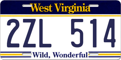 WV license plate 2ZL514