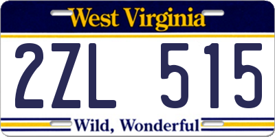 WV license plate 2ZL515