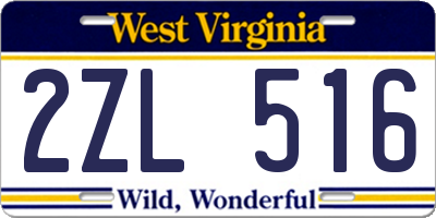 WV license plate 2ZL516