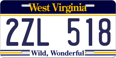 WV license plate 2ZL518
