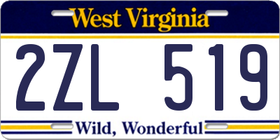 WV license plate 2ZL519