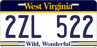WV license plate 2ZL522