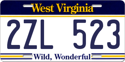 WV license plate 2ZL523