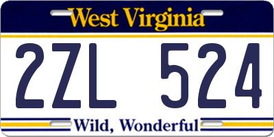 WV license plate 2ZL524