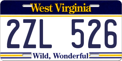 WV license plate 2ZL526