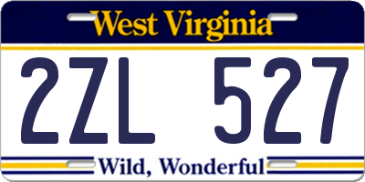 WV license plate 2ZL527