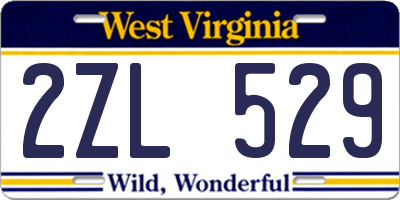WV license plate 2ZL529
