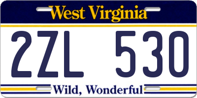 WV license plate 2ZL530