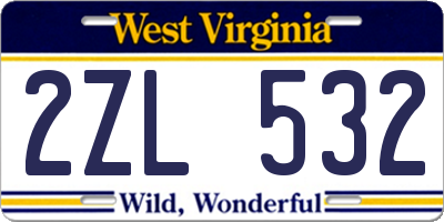 WV license plate 2ZL532