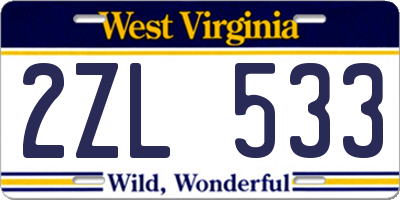 WV license plate 2ZL533
