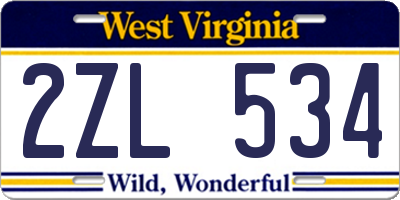 WV license plate 2ZL534