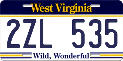 WV license plate 2ZL535