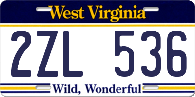 WV license plate 2ZL536