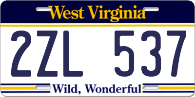 WV license plate 2ZL537
