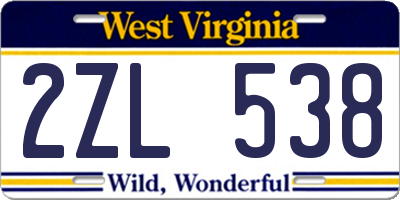 WV license plate 2ZL538