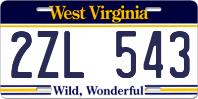 WV license plate 2ZL543