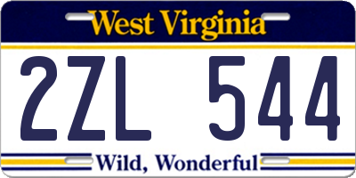 WV license plate 2ZL544