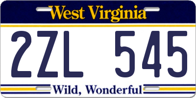 WV license plate 2ZL545