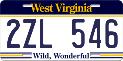 WV license plate 2ZL546