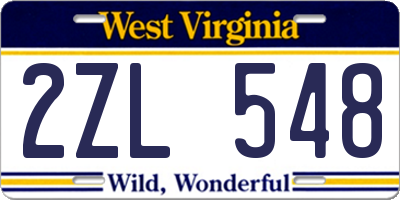 WV license plate 2ZL548