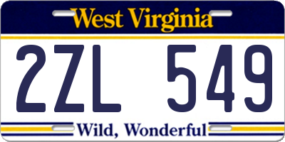 WV license plate 2ZL549