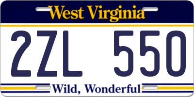 WV license plate 2ZL550
