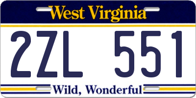 WV license plate 2ZL551