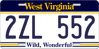 WV license plate 2ZL552