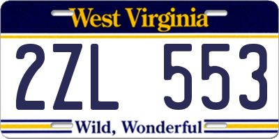 WV license plate 2ZL553