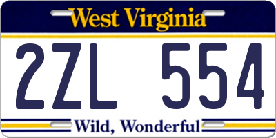 WV license plate 2ZL554