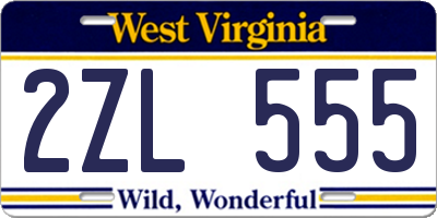 WV license plate 2ZL555