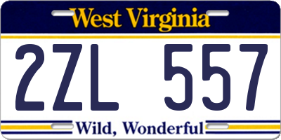 WV license plate 2ZL557