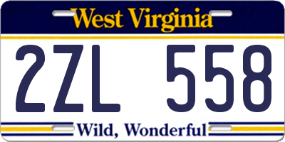 WV license plate 2ZL558