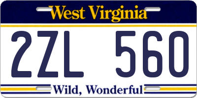 WV license plate 2ZL560