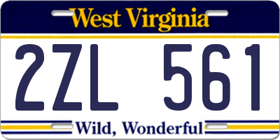 WV license plate 2ZL561