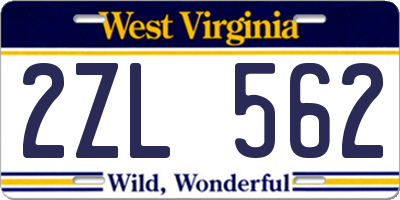 WV license plate 2ZL562