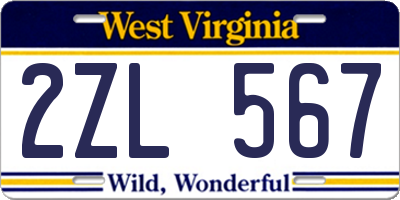 WV license plate 2ZL567