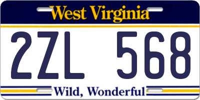 WV license plate 2ZL568