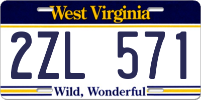 WV license plate 2ZL571