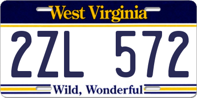 WV license plate 2ZL572