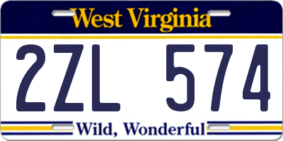WV license plate 2ZL574
